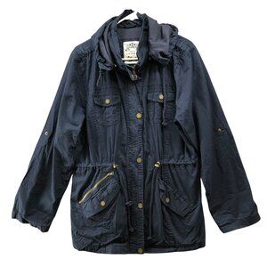 Made By Johnny Parka Jacket Womens XL Navy Blue Hooded Utility Fleece Lined